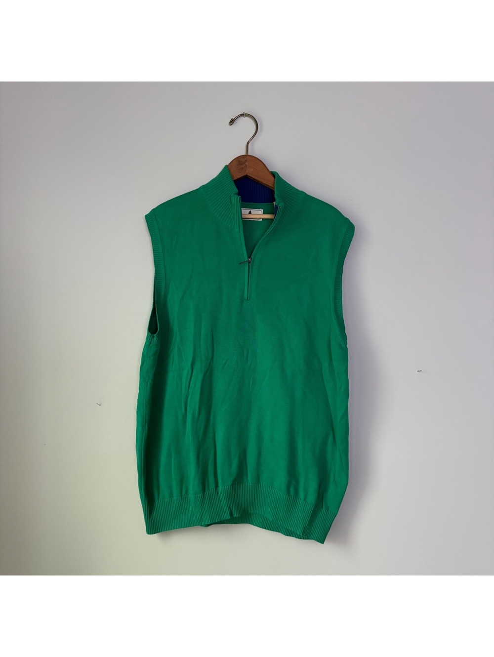 Southern Pines Quarter Zip Sweater Vest Mens L Green Blue Mock Neck Golf